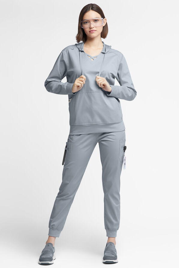 Sudadera m&eacute;dica UA Butter-soft STRETCH con capucha y 4 bolsillos para mujer - Silver - 2