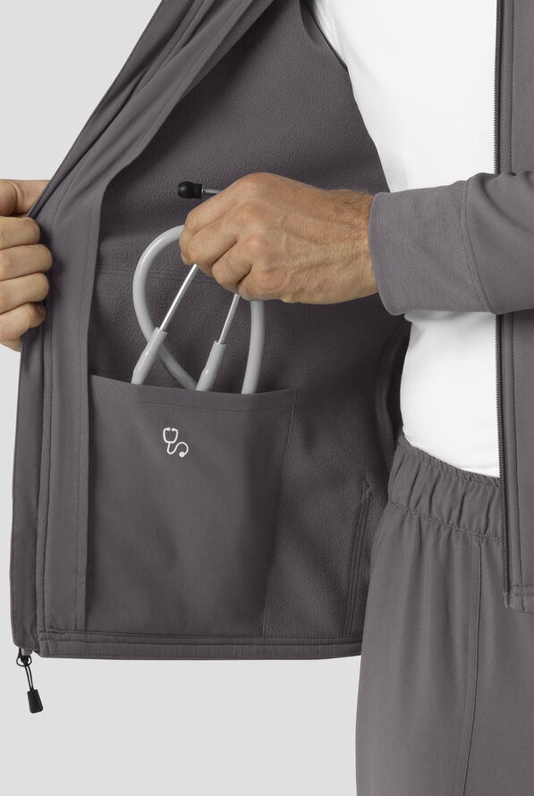 Carhartt Force Rugged Men's 3-Pocket Bonded Fleece Utility Zip Front Hoodie Scrub Jacket - Pewter - 4