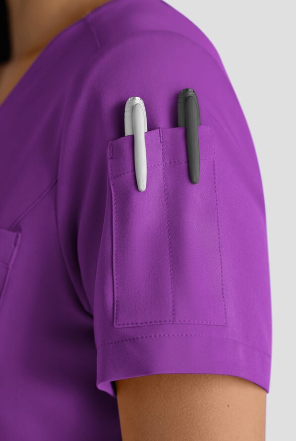 Blusa m&eacute;dica ReSurge Diamond con cuello en V y 3 bolsillos para mujer - Fresh Purple - 5