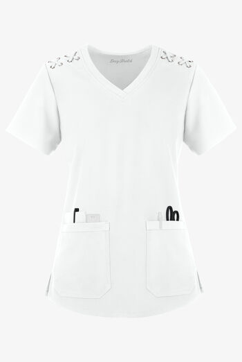 Easy STRETCH Leila Women's 3-Pocket Lace Up Grommet Scrub Top