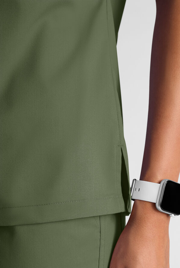 Butter-Soft STRETCH FLXTEK+ Women's 2-Pocket V-Neck Tuck-In Scrub Top - Light Olive - 5