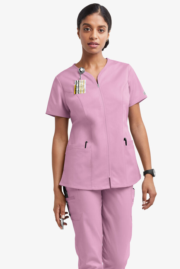 Blusa médica UA Butter-Soft STRETCH con cremallera y 4 bolsillos para mujer - Smokey Mauve - 2