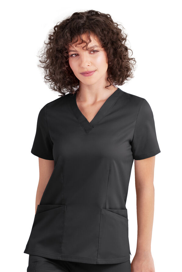 Strictly Scrubs Women's 4- Pocket V-Neck Scrub Top - Pewter - 2