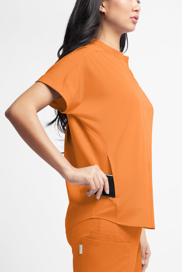 WhisperLite Women’s Aerin 3-Pocket Oversized Dolman Sleeve Scrub Top - Apricot Crush - 2