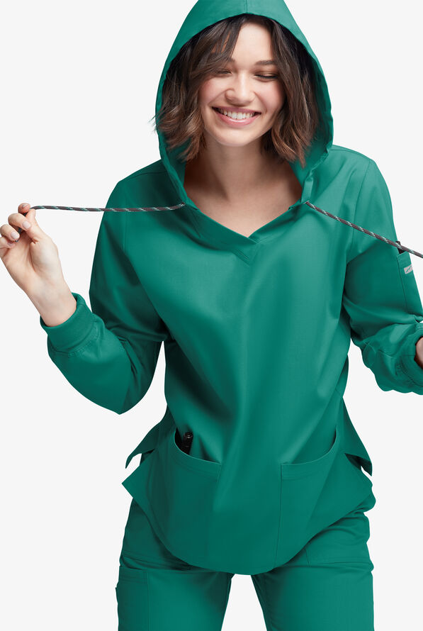 Strictly Scrubs Women's 5-Pocket Long Sleeve Pullover Hoodie - Hunter - 3