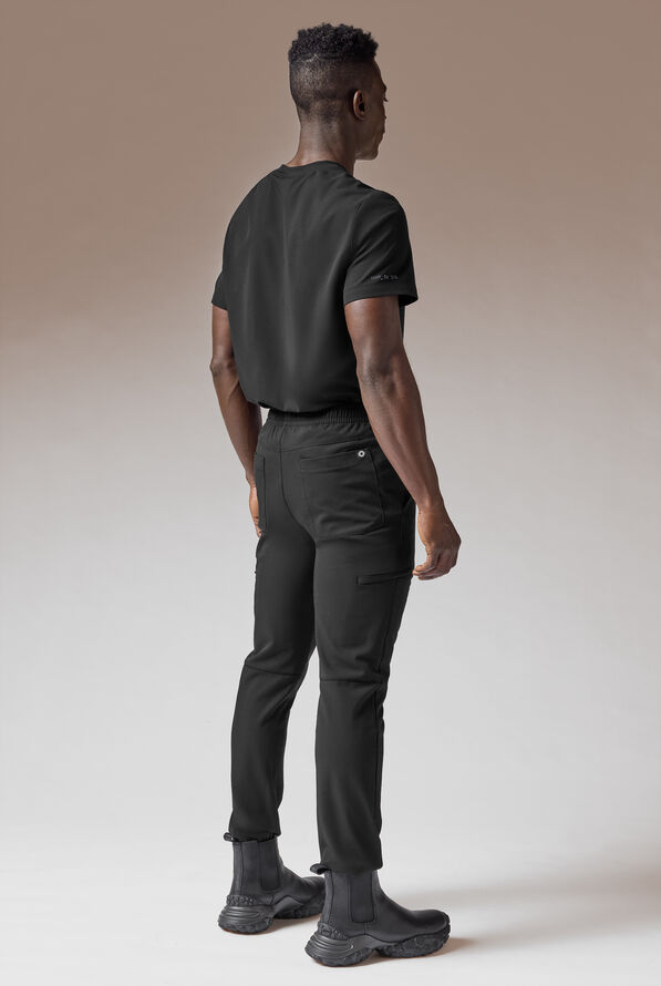 Hypothesis S-A Shift Adaptive Men’s 6-Pocket Tapered Leg Scrub Pant - Jet Black - 4