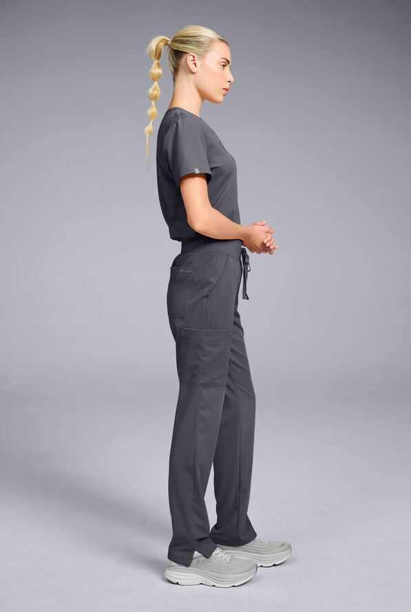 Hypothesis Women's Base 7-Pocket Straight Leg Cargo Scrub Pant - Tall - Pewter - 3