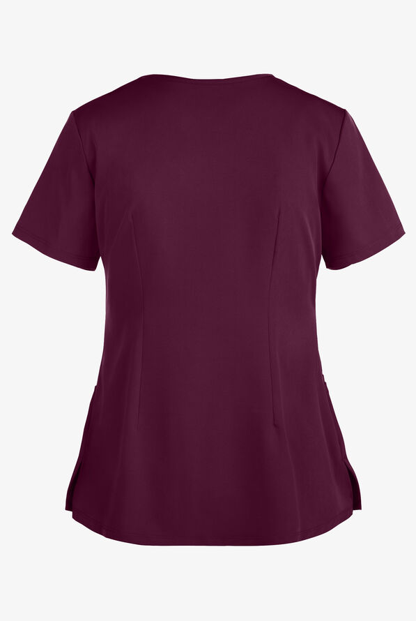 HH Works by Healing Hands Monica Women's 4-Pocket STRETCH V-Neck Scrub Top - Wine - 3