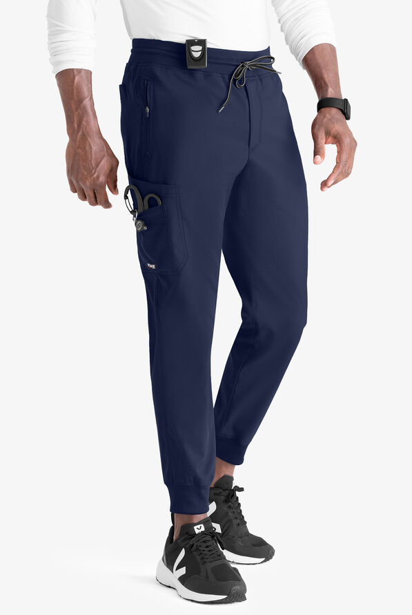 Grey's Anatomy by Barco Spandex STRETCH Murphy Men's 5-Pocket Cargo Jogger Scrub Pants - Indigo - 1