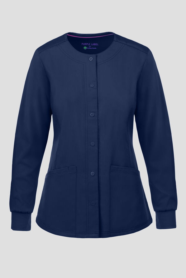 Healing Hands Purple Label Daisy Women's 4-Pocket STRETCH Scrub Jacket - Navy - 1