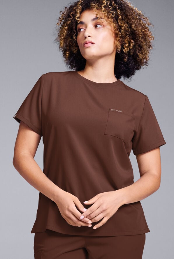 Blusa m&eacute;dica Hypothesis Base con cuello redondo para mujer - Bitter Chocolate - 6