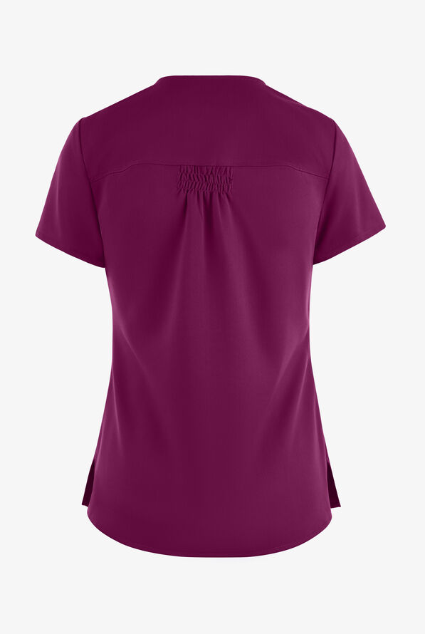 Blusa m&eacute;dica Grey's Anatomy de corte cl&aacute;sico con cuello en V y 2 bolsillos para mujer - Wine - 4