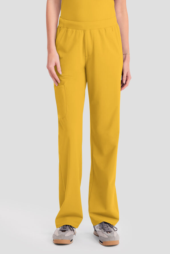 Infinity PURSUIT Women's 4-Pocket STRETCH Straight Leg Scrub Pant - Petite - Butterscotch - 1