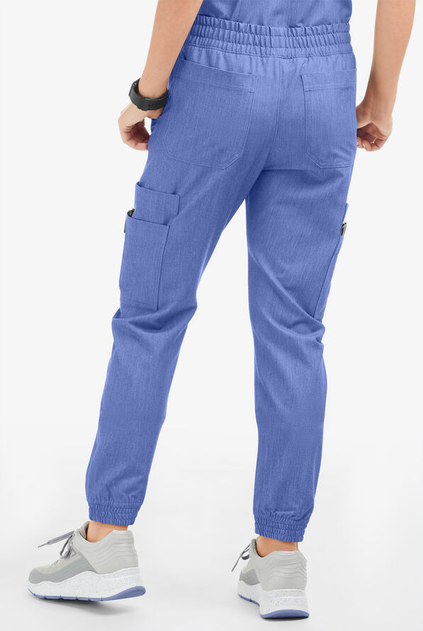 Pantal&oacute;n m&eacute;dico Movement by Butter-Soft Cephei petite estilo jogger con 11 bolsillos para mujer - Electric Blue Heather - 3