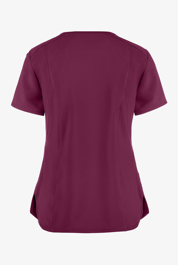 Infinity Women's 2-Pocket STRETCH V-Neck Scrub Top - Wine - 3