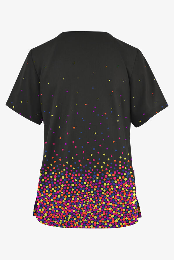 Butter-Soft Originals Gradient Pixels Women's 2-Pocket V-Neck Print Scrub Top - null - 2