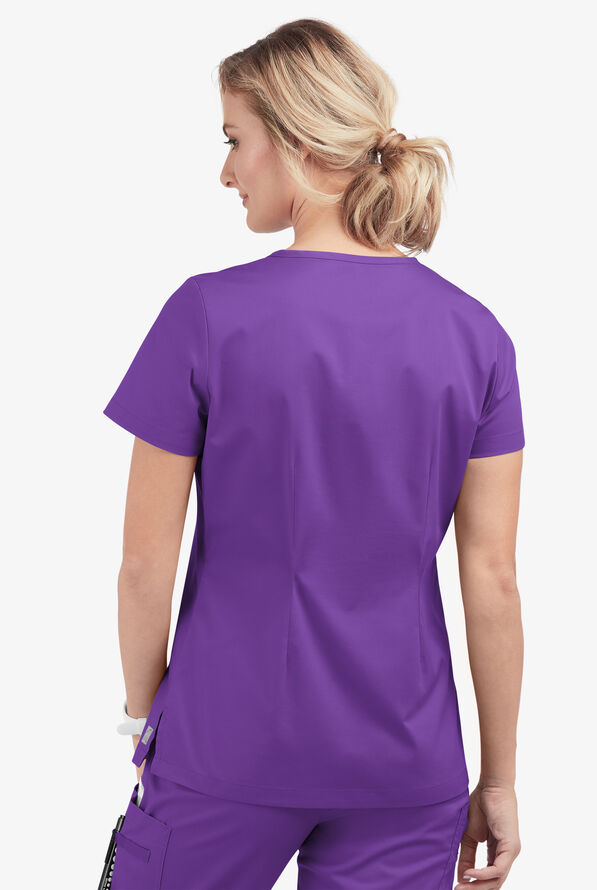 Blusa m&eacute;dica Butter-Soft STRETCH con cuello en V y 2 bolsillos para mujer - Liberty Purple - 4