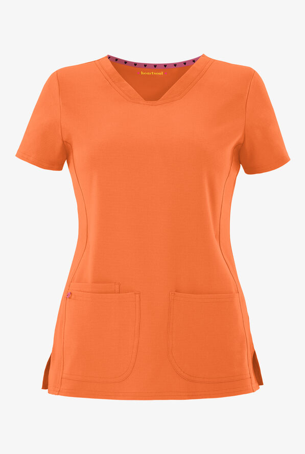 heartsoul Break On Through Women's 3-Pocket Pitter-Pat V-Neck Scrub Top - Cantaloupe - 1