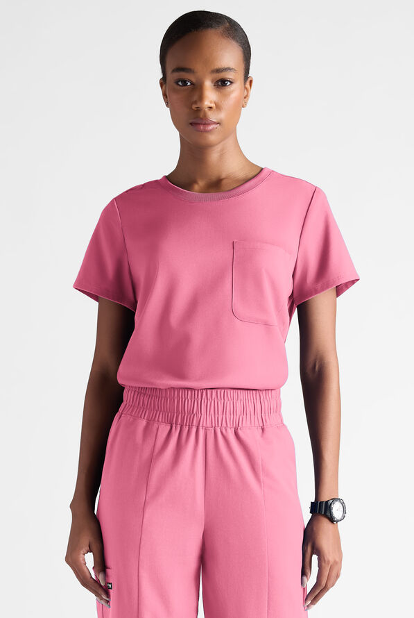 Blusa m&eacute;dica Grey's Anatomy by Barco Emerge STRETCH con cuello redondo y 1 bolsillo para mujer - Glow Pink - 1