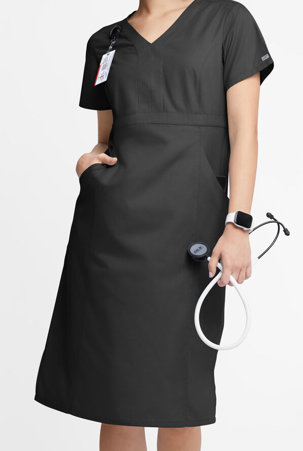 Butter-Soft Originals Women's 4- Pocket V-Neck Empire Waist Dress - Black - 1