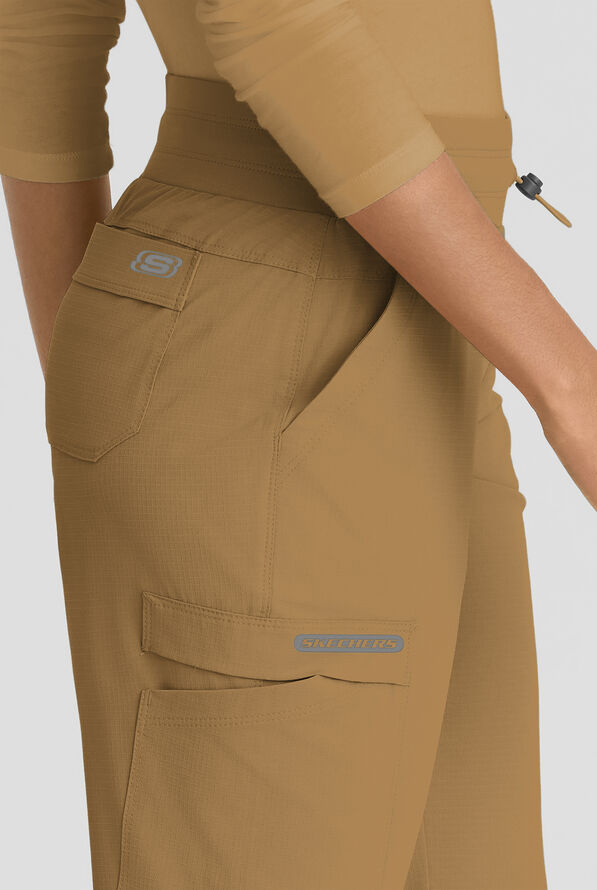 Skechers by Barco Ripstop Explore Women's 5-Pocket STRETCH Cargo Fit & Flare Scrub Pants - Duffle - 2
