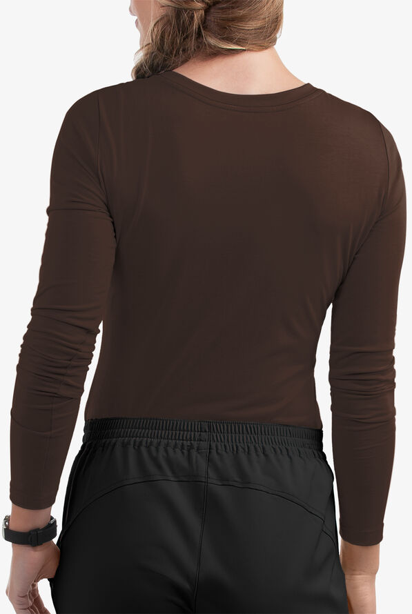 Healing Hands Melissa Women's STRETCH Long Sleeve Knit Underscrub - Dark Chocolate - 3