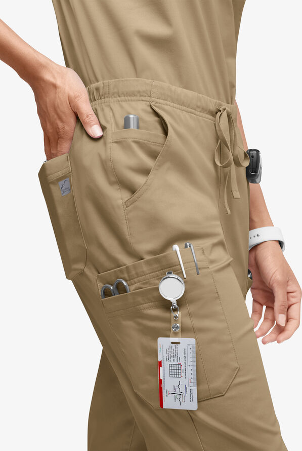 Butter-Soft STRETCH Women&rsquo;s 10-Pocket Mid Rise Straight Leg Scrub Pant - Golden Sand - 3