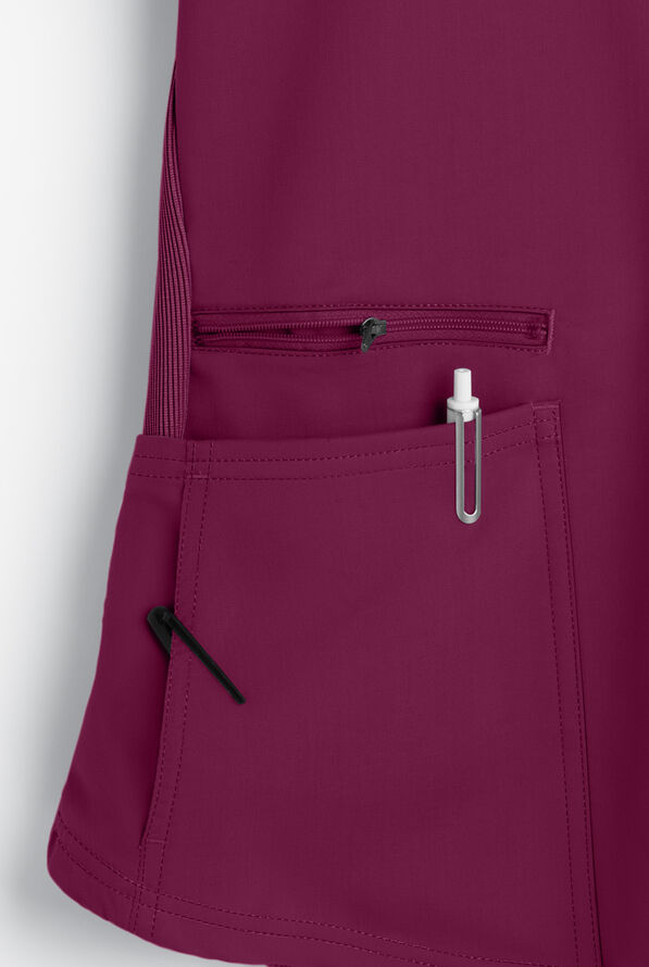 Dickies Balance Women's 5-Pocket STRETCH V-Neck Knit Panel Scrub Top - Wine - 3