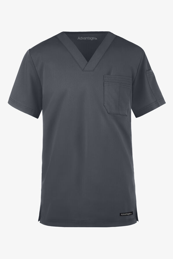 Advantage STRETCH Men's 4-Pocket V-Neck Scrub Top - Pewter - 1