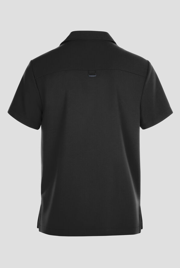 Healing Hands Quest Aidan Men's 3-Pocket STRETCH Shirt Collar Scrub Top - Black - 2