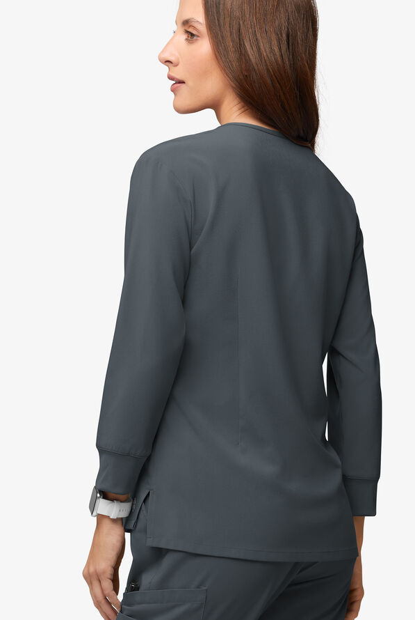 Easy STRETCH Women's Josie 2-Pocket Relaxed 3/4" Sleeve Scrub Top - Pewter - 3