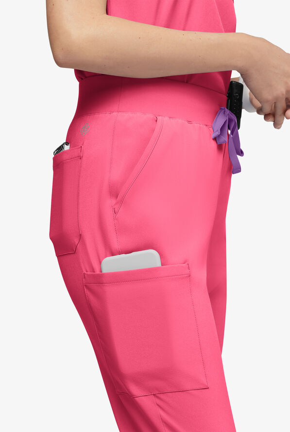 Easy STRETCH Olivia Women's 7-Pocket Slim Leg Jogger Scrub Pants - Petite - Strawberry Fizz - 2