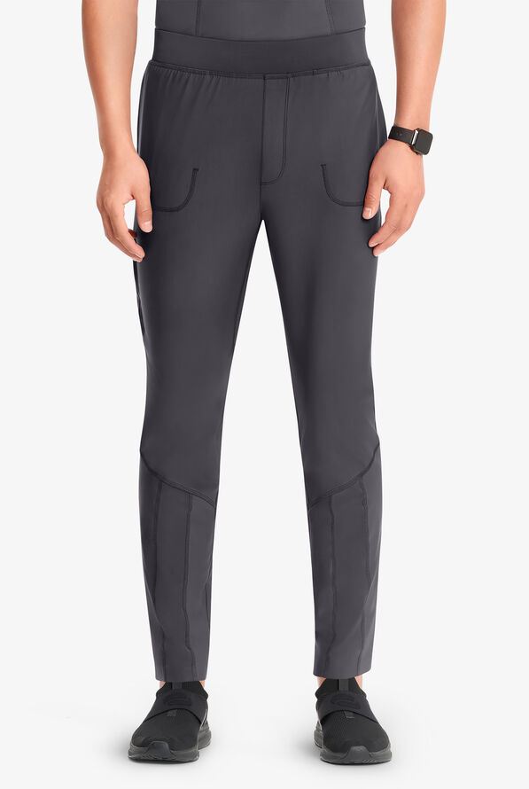 Infinity GNR8 Kinetic Knit Men's 4-Pocket STRETCH Zipper Cargo Hybrid Jogger Scrub Pants - Pewter - 1