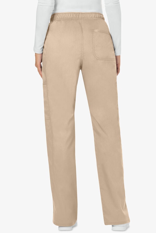 Cherokee Workwear Revolution Women's 5-Pocket STRETCH Drawstring Cargo Scrub Pants - Khaki - 2