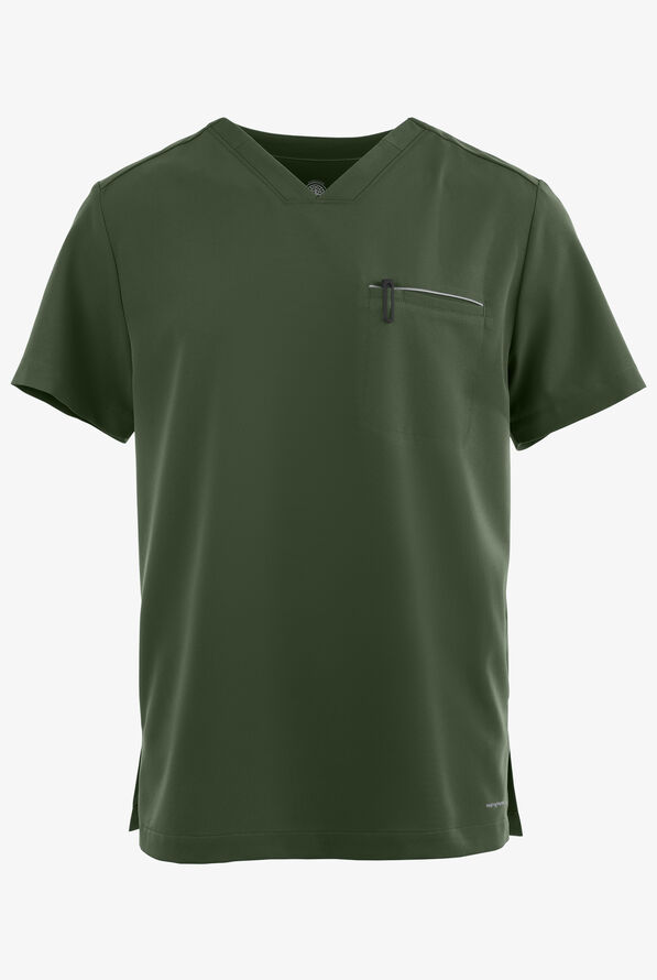Camisa m&eacute;dica Healing Hands 360 Spencer STRETCH con cuello en V y 1 bolsillo para hombres - Dark Pine - 1