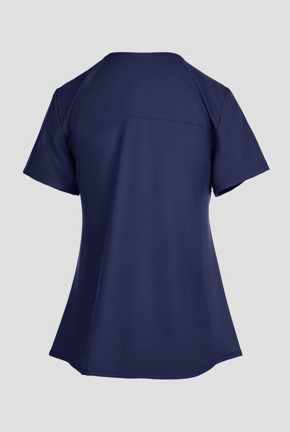 Cherokee Workwear Originals Ultra Women's 2-Pocket STRETCH Maternity Mock Wrap Scrub Top - Navy - 2