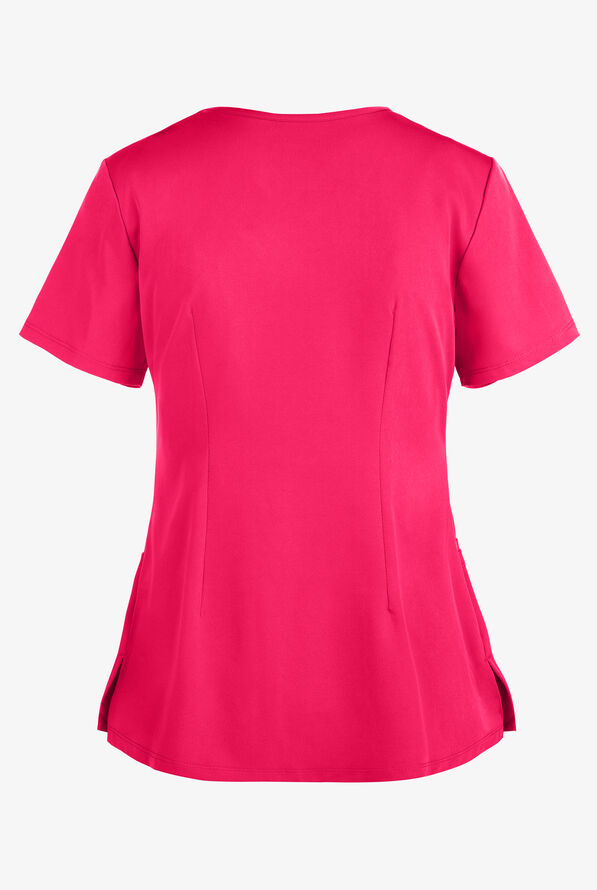 HH Works by Healing Hands Monica Women's 4-Pocket STRETCH V-Neck Scrub Top - Carnation Pink - 3