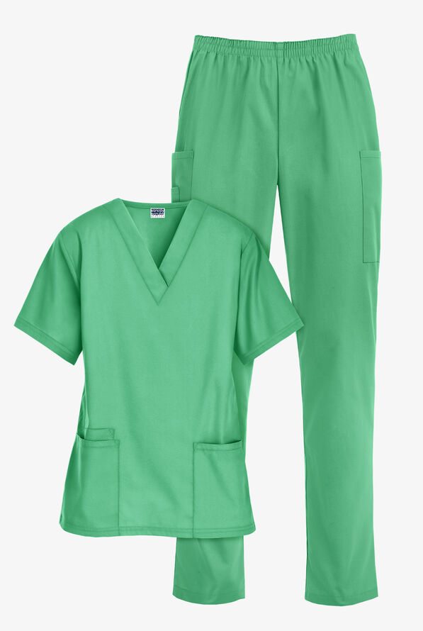 Strictly Scrubs Women’s 6-Pocket Scrub Set - Jade - 1
