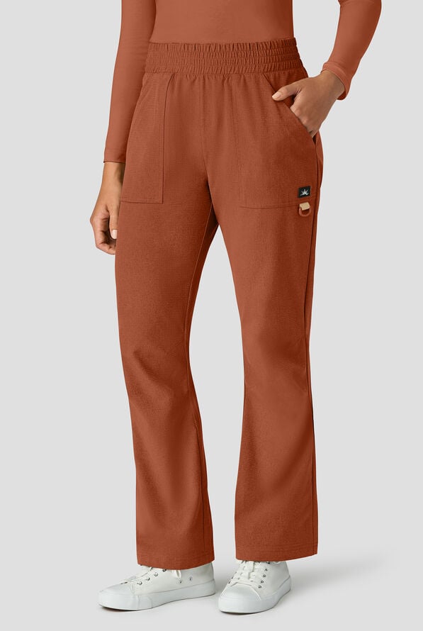 koi Solis Rory Women's 6-Pocket STRETCH High-Rise Boot-cut Scrub Pants - Dark Copper - 1