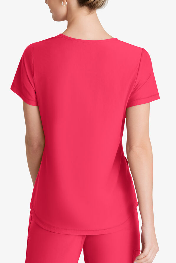 Blusa m&eacute;dica Skechers by Barco Slip-ins Serene STRETCH con cuello en V reforzado y 3 bolsillos para mujer - Punch Pink - 2