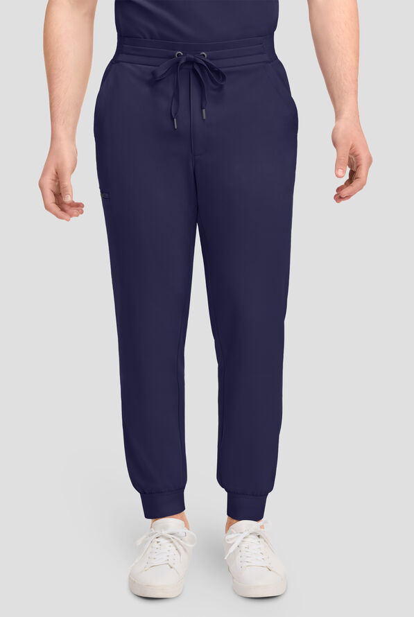 Healing Hands Quest Arlo Men's 5-Pocket STRETCH Drawstring Jogger Scrub Pants - Navy - 1