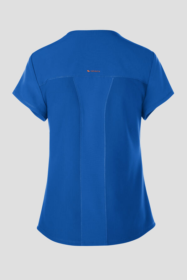 Infinity GNR8 Women's 2-Pocket STRETCH Collar Wrap Scrub Top - Royal - 2