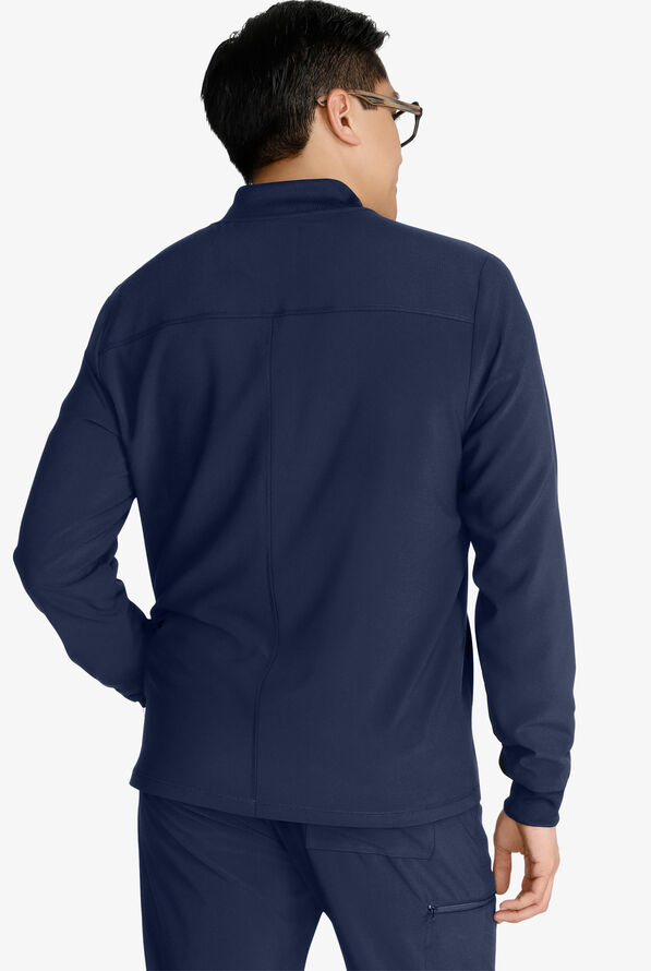 Cherokee Collection Men's 3-Pocket STRETCH Zip Front Scrub Jacket - Navy - 3