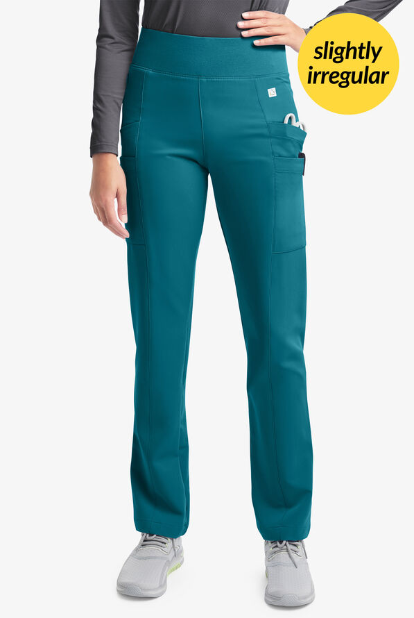 Pantal&oacute;n m&eacute;dico ReSurge by Butter-Soft Petite estilo yoga con 6 bolsillos para mujer **Ligeramente IRREGULAR** - Caribbean Blue - 1