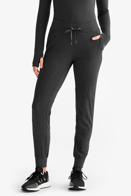 Healing Hands Purple Label Trinity Women's 6-Pocket STRETCH Leopard Jacquard Cargo Jogger Scrub Pant