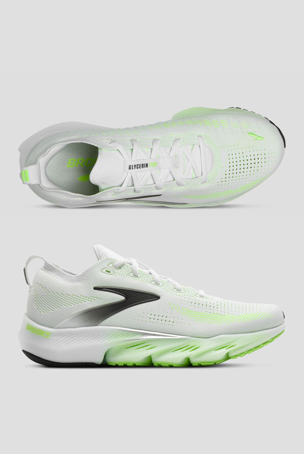 Zapatillas deportivas Brooks Glycerin Flex White/Green Gecko/Phantom con cordones para hombre - null - 1