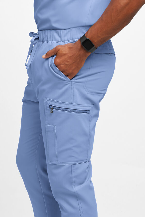 Movement by Butter-Soft Epsilon Men’s Slim 8-Pocket Stretch Cargo Scrub Pants - Ceil Blue - 2