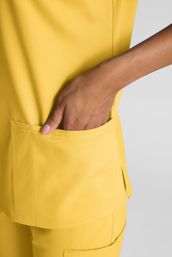 Butter-Soft STRETCH FLXTEK+ Women's 4-Pocket V-Neck Scrub Top - Warm Sun - 6