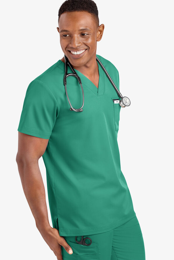 Advantage STRETCH Men's 4-Pocket V-Neck Scrub Top - Bermuda Green - 5