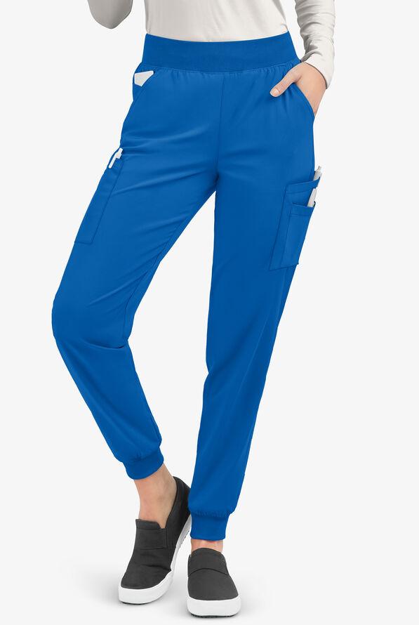 Easy STRETCH Mila Women's 7-Pocket Jogger Scrub Pants - Petite - Royal - 1